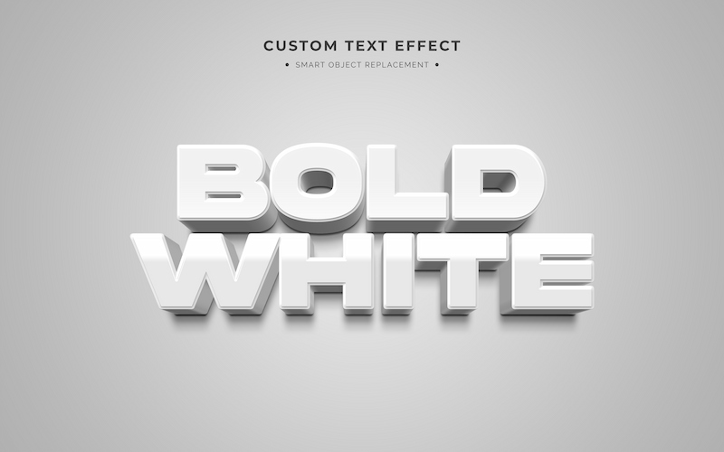 قالب آماده متن سه بعدی bold white فرمت لایه باز فتوشاپ