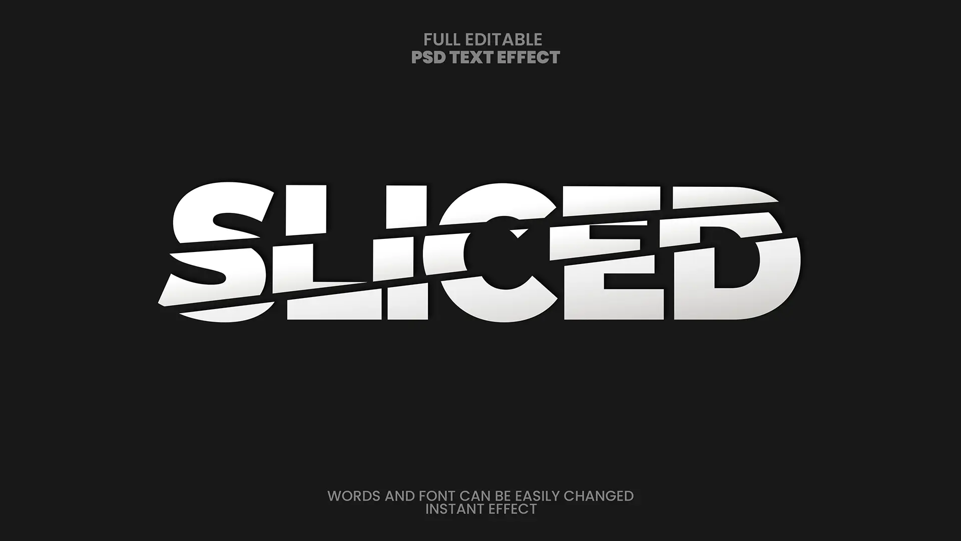 قالب آماده افکت متن sliced فرمت لایه باز فتوشاپ